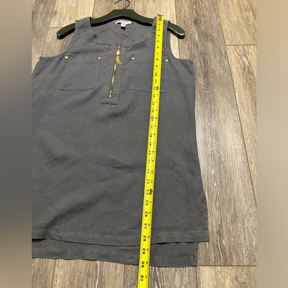 🛍️Ellen Tracy 100.% Linen dress dark gray  with gold color zipper Size M - Picture 4 of 9